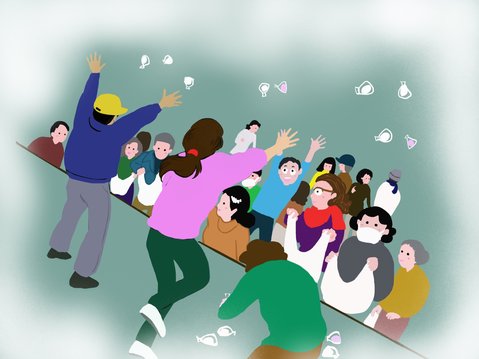 餅まきのイラスト